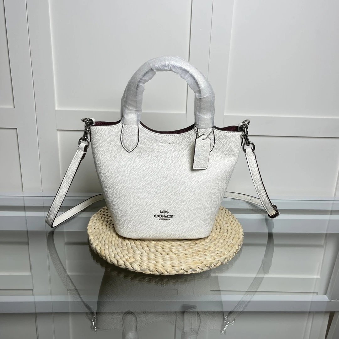 Coach Handbags Mini Bucket Bag with Detachable Crossbody Strap — white