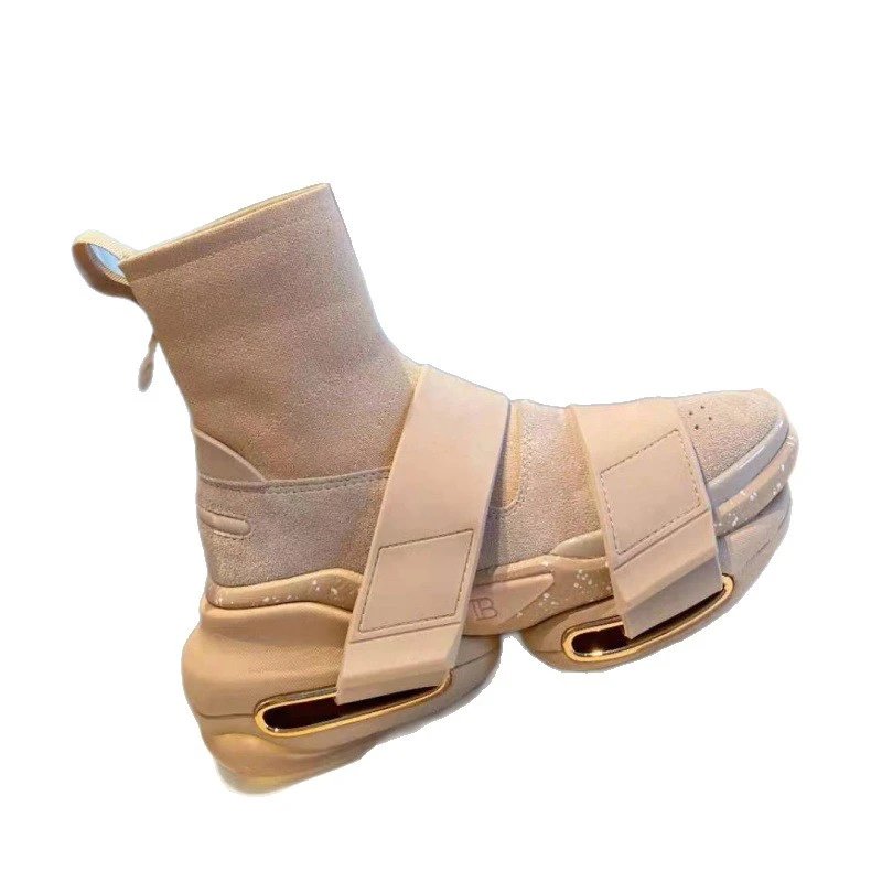 Unbranded Boots Knit sock sneakers with wide crossover straps and chunky platform soles image 5