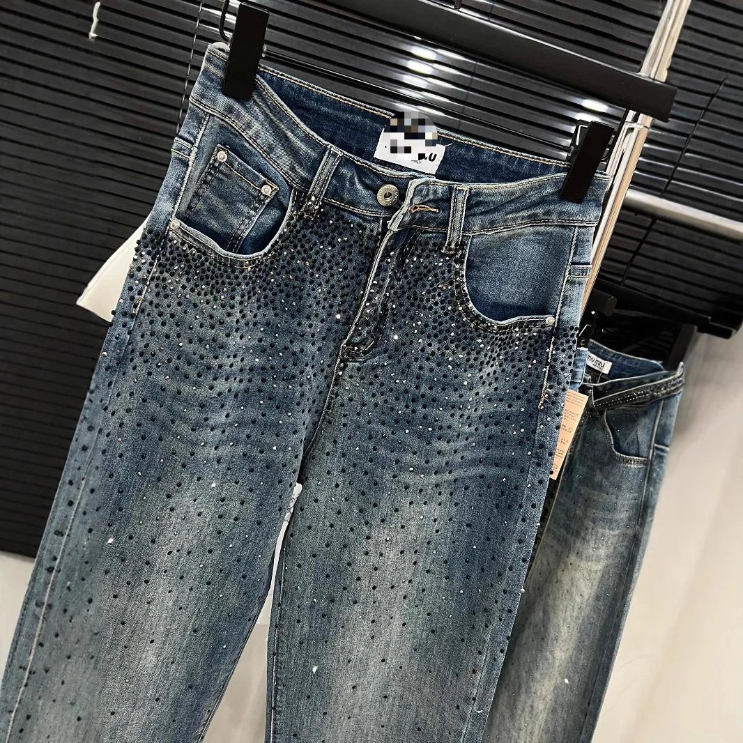 Miu Jeans High-Waisted Rhinestone-Embellished image 2
