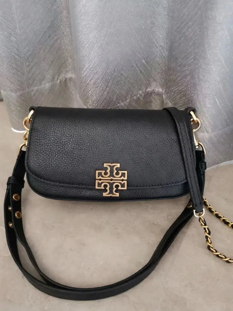 Tory Burch Crossbody Bags Britten Convertible Bag — Litchi-pattern black