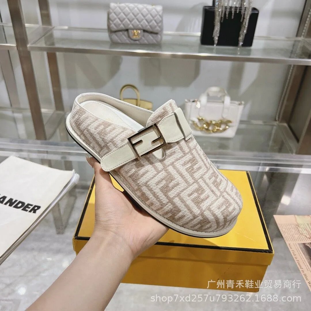 Fendi Slippers FF Monogram Buckle Mule — 01