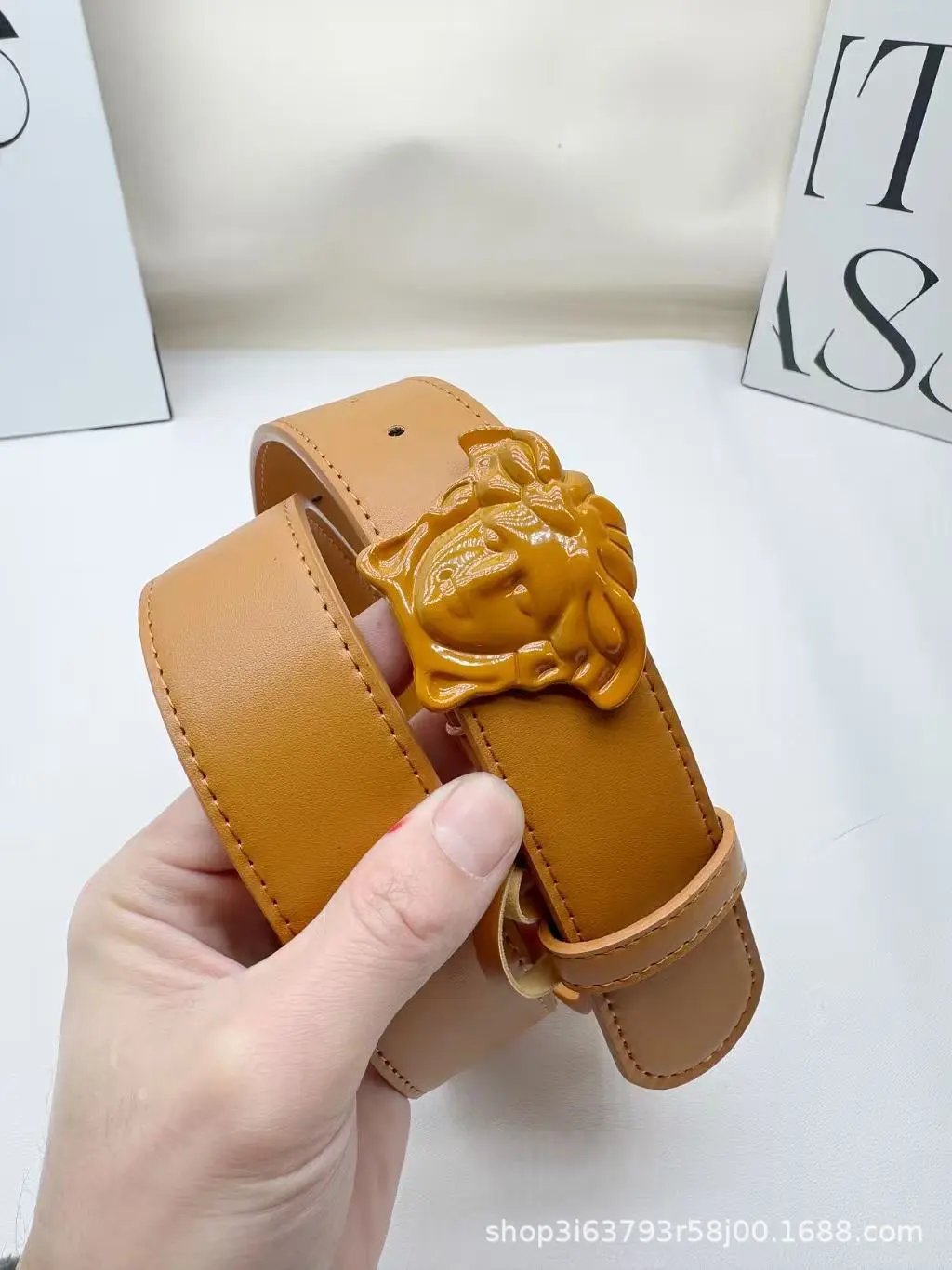 Unbranded Belts Medusa-head buckle — yellow buckle yellow belt
