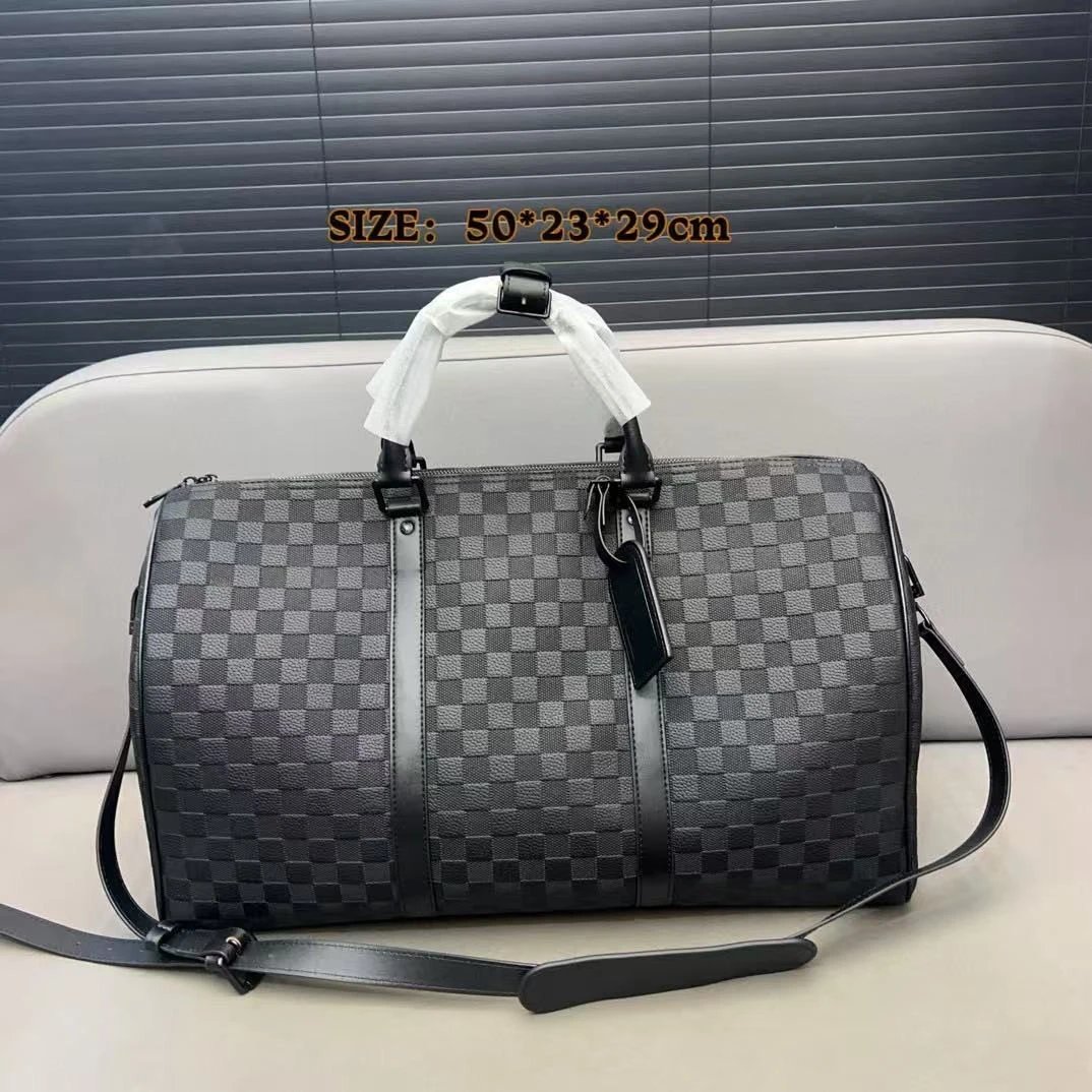 Louis Vuitton Monogram travel duffel bag — Matte lychee-pattern embossed, 50cm