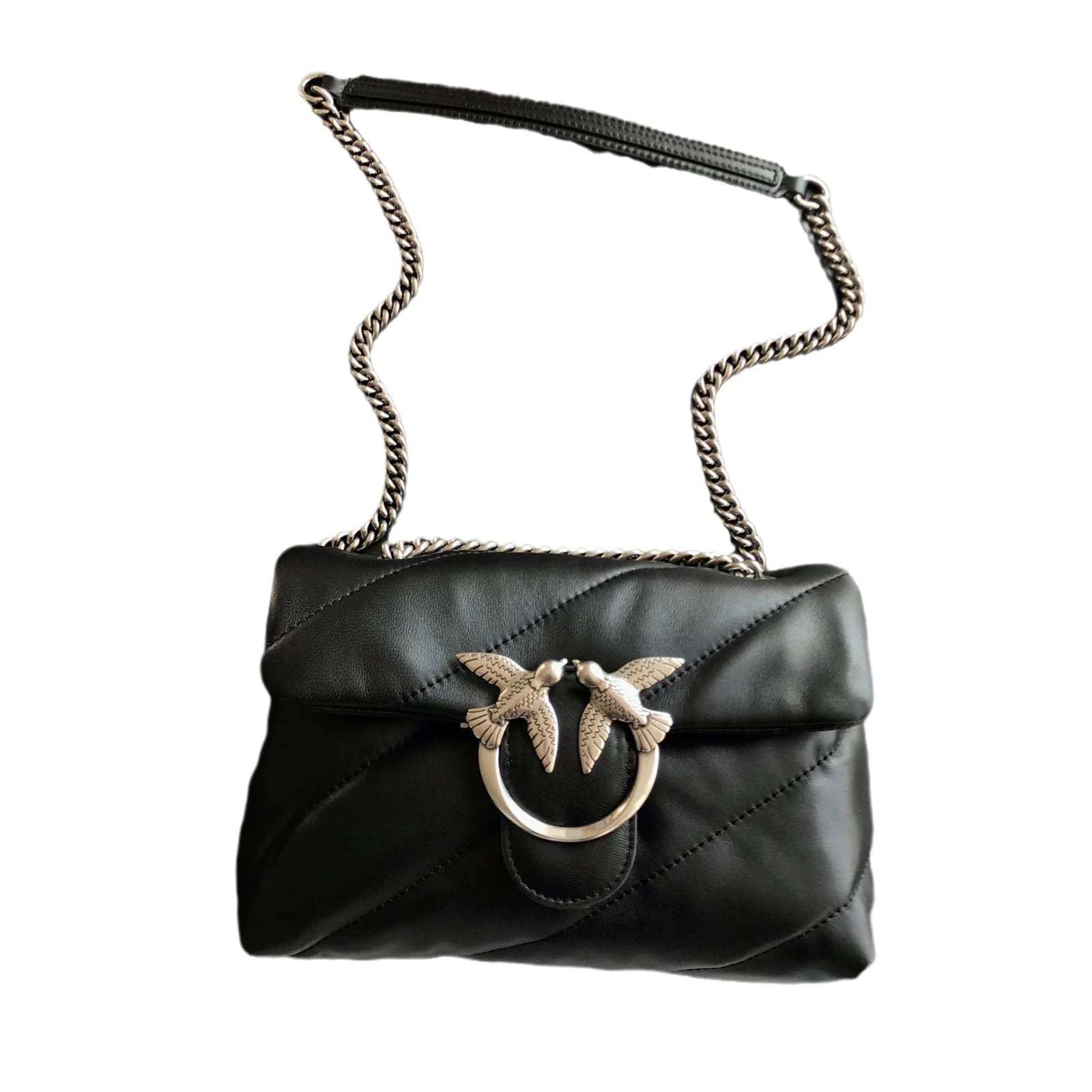 Pinko Crossbody Bags Padded quilted bag with double-bird clasp and chain strap image 5