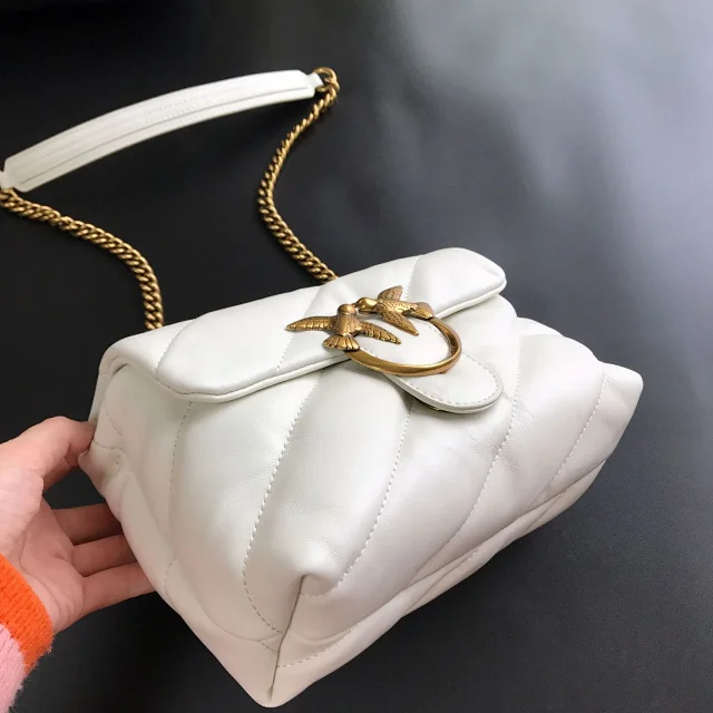 Pinko Crossbody Bags Padded quilted bag with double-bird clasp and chain strap product detail image 14