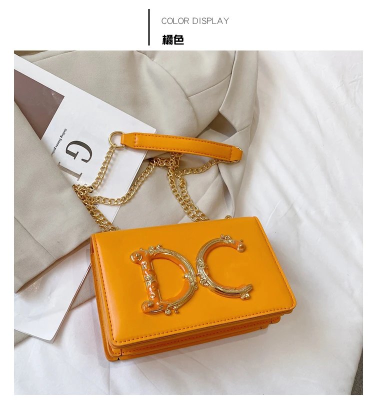Dolce & Gabbana Crossbody Bags Ornate DC Logo Chain Bag — Orange