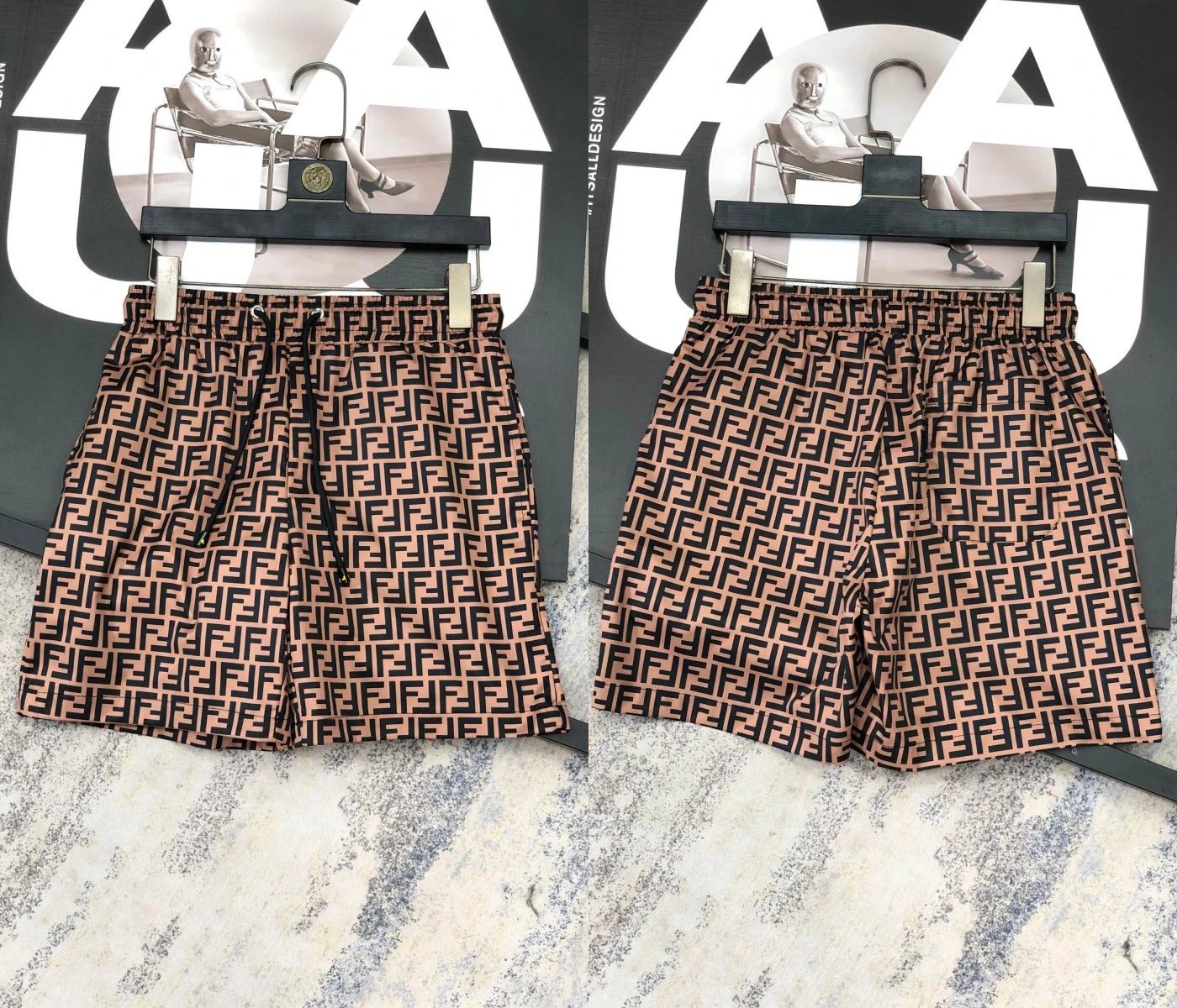 Fendi Swimwear FF monogram swim shorts — 314 Coffee