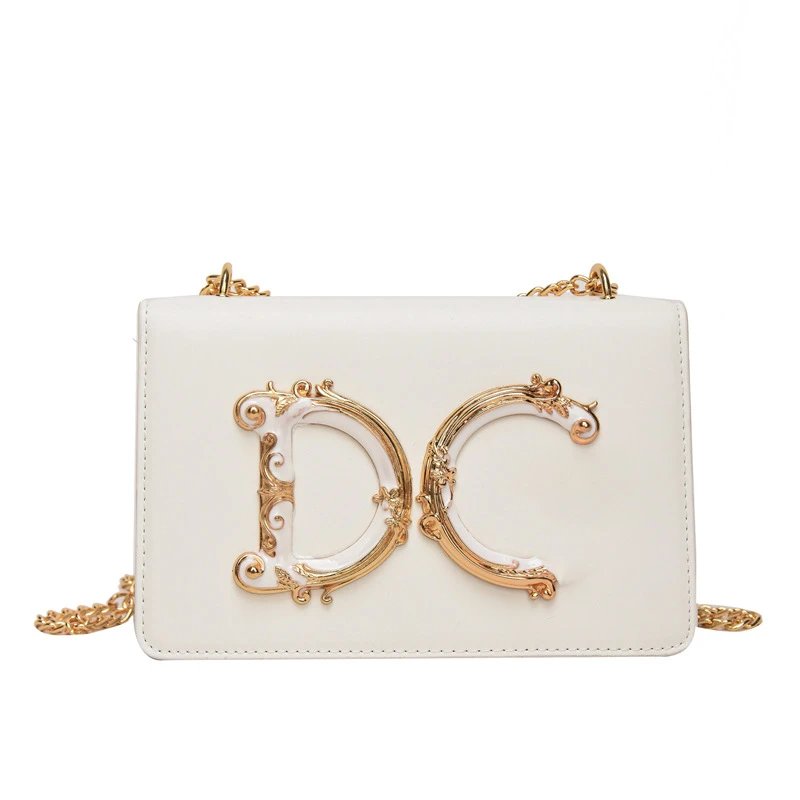 Dolce & Gabbana Crossbody Bags Ornate DC Logo Chain Bag — white