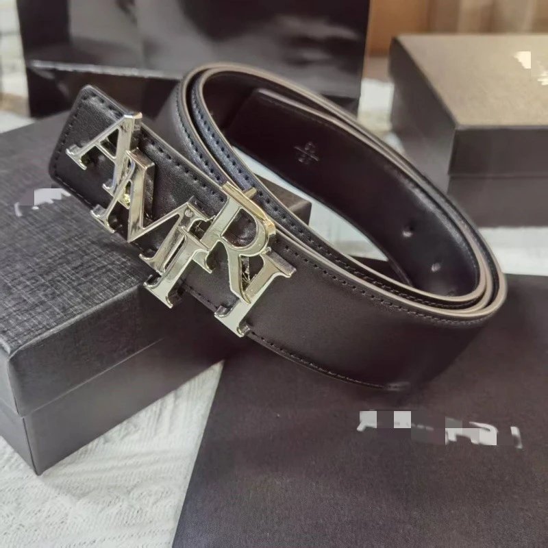 Amiri Belts 3.8 cm belt with letter buckle — Plain-weave silver buckle
