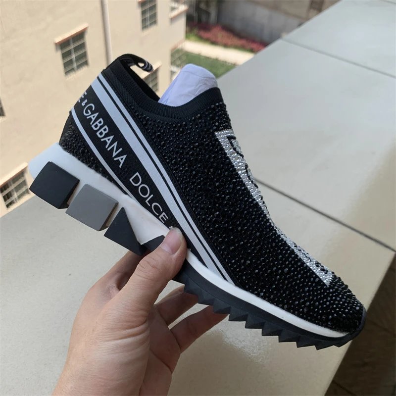 Dolce & Gabbana Sneakers Rhinestone Slip-On Chunky Sole — Style 2