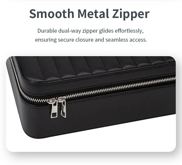 Unbranded Uncategorized Quilted PU Leather Zip Jewelry Storage Case with Handle product detail image 10
