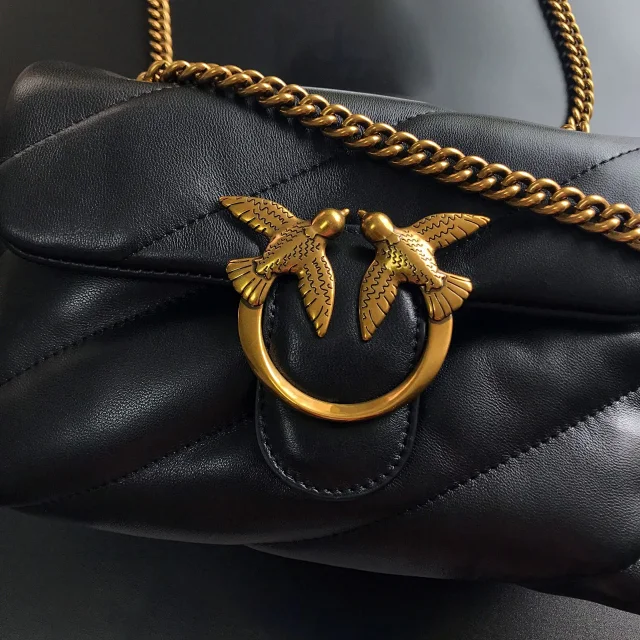 Pinko Crossbody Bags Padded quilted bag with double-bird clasp and chain strap product detail image 7