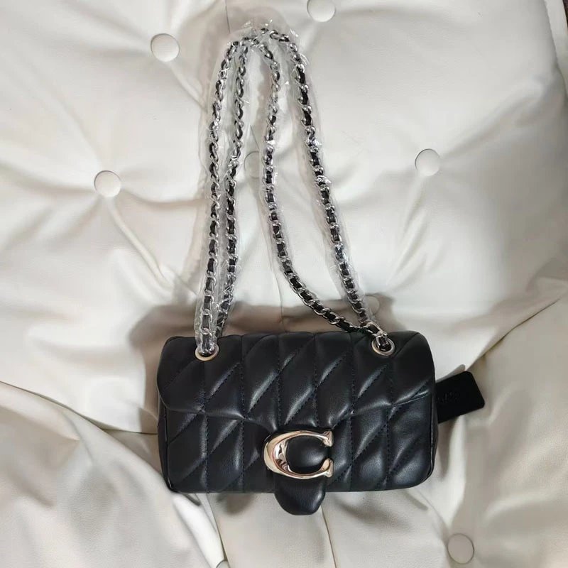 Coach Shoulder Bags Quilted Tabby chain bag — Black silver label (gift box packaging)
