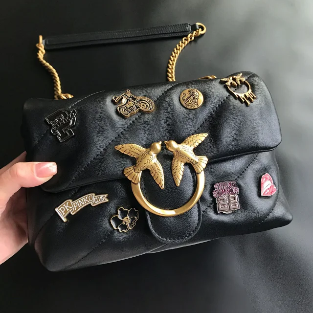 Pinko Crossbody Bags Padded quilted bag with double-bird clasp and chain strap product detail image 35