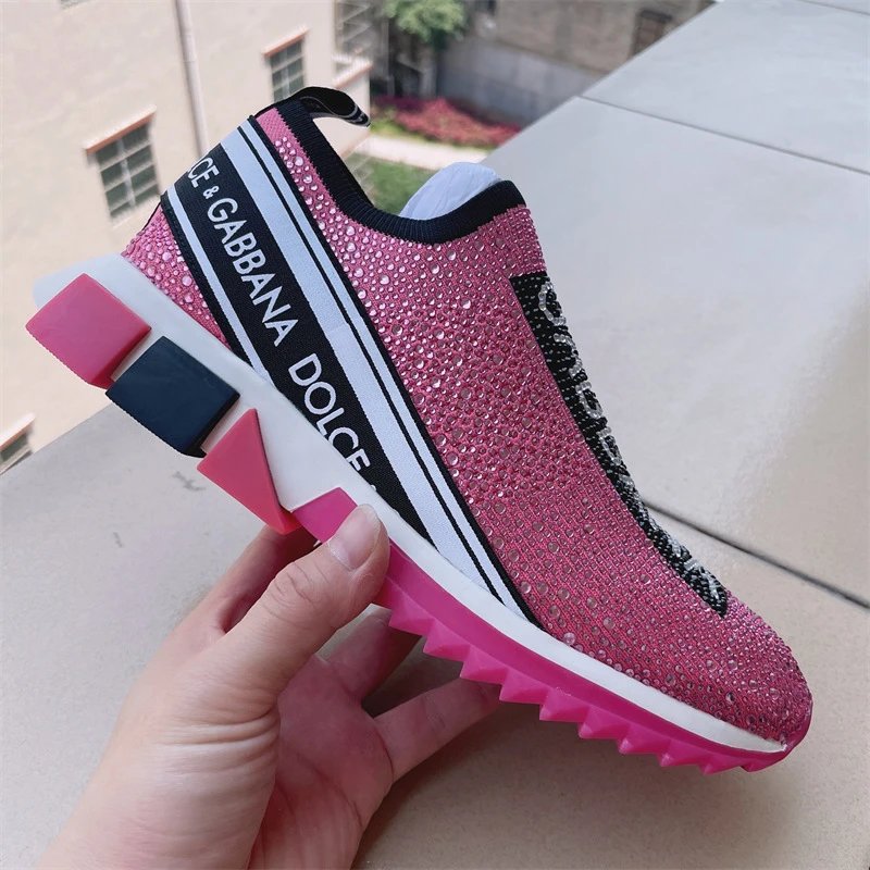 Dolce & Gabbana Sneakers Rhinestone Slip-On Chunky Sole — Style 9