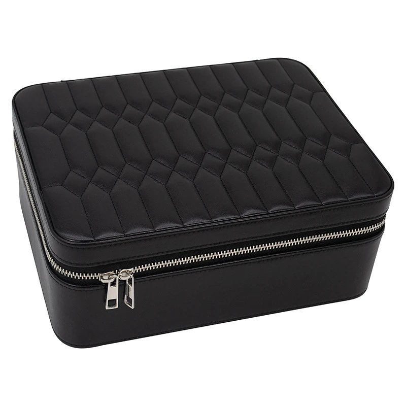 Unbranded Uncategorized Quilted PU Leather Zip Jewelry Storage Case with Handle image 5