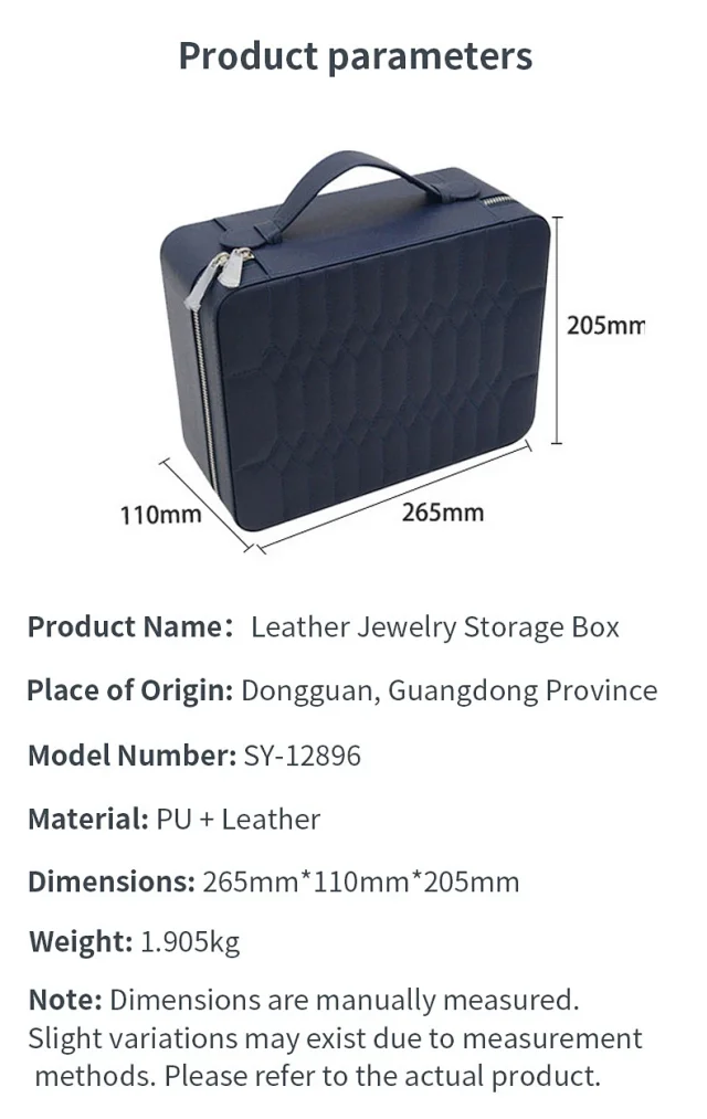 Unbranded Uncategorized Quilted PU Leather Zip Jewelry Storage Case with Handle product detail image 4