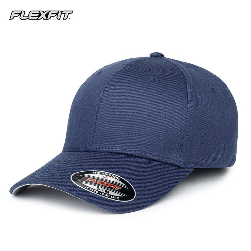 Flexfit Hats Fitted curved-brim baseball cap — navy blue