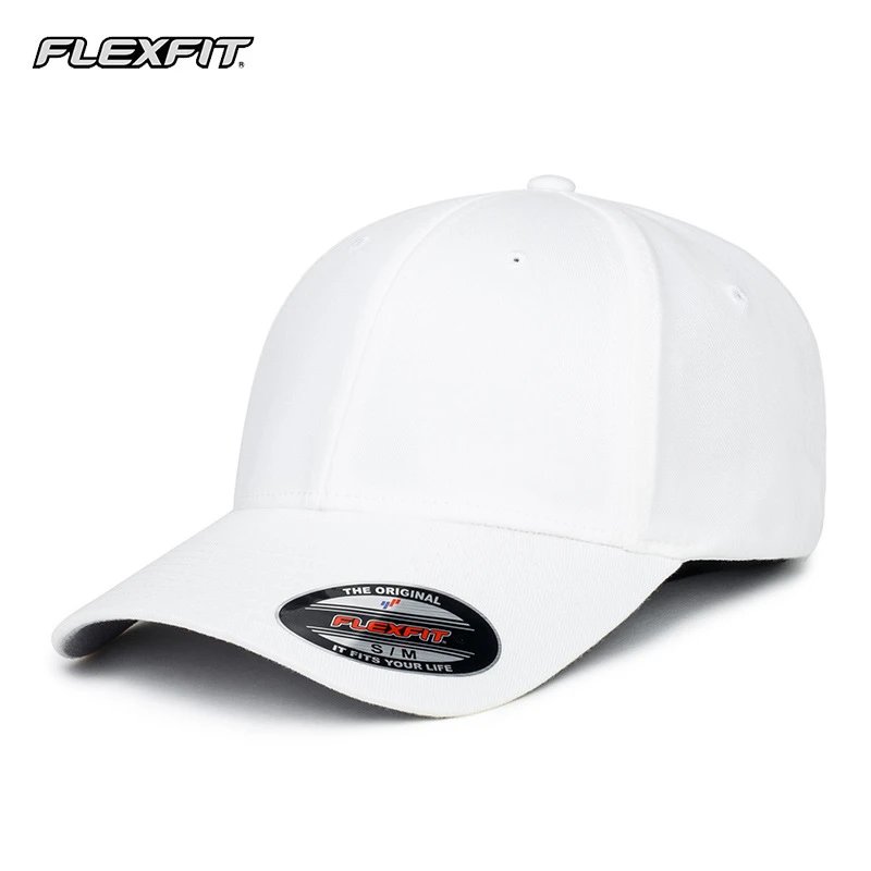 Flexfit Hats Fitted curved-brim baseball cap — white white