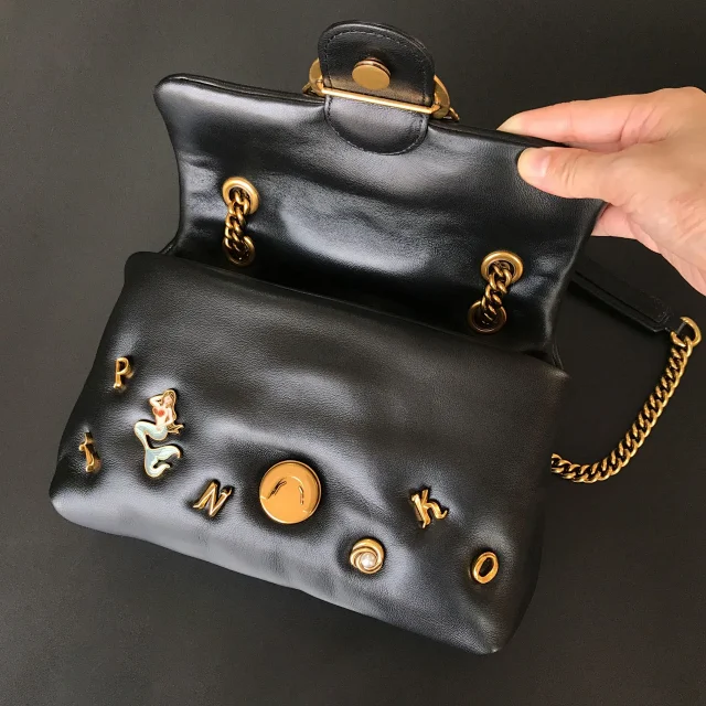 Pinko Crossbody Bags Padded quilted bag with double-bird clasp and chain strap product detail image 32