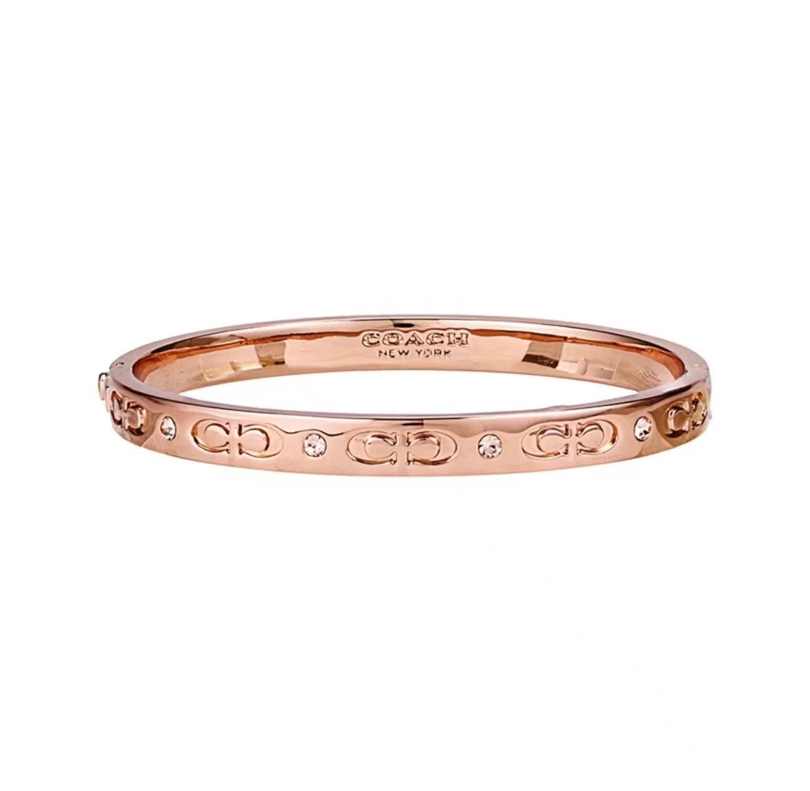 Coach Jewelry Signature C Hinge Bangle Bracelet — Rose gold double c Bracelet