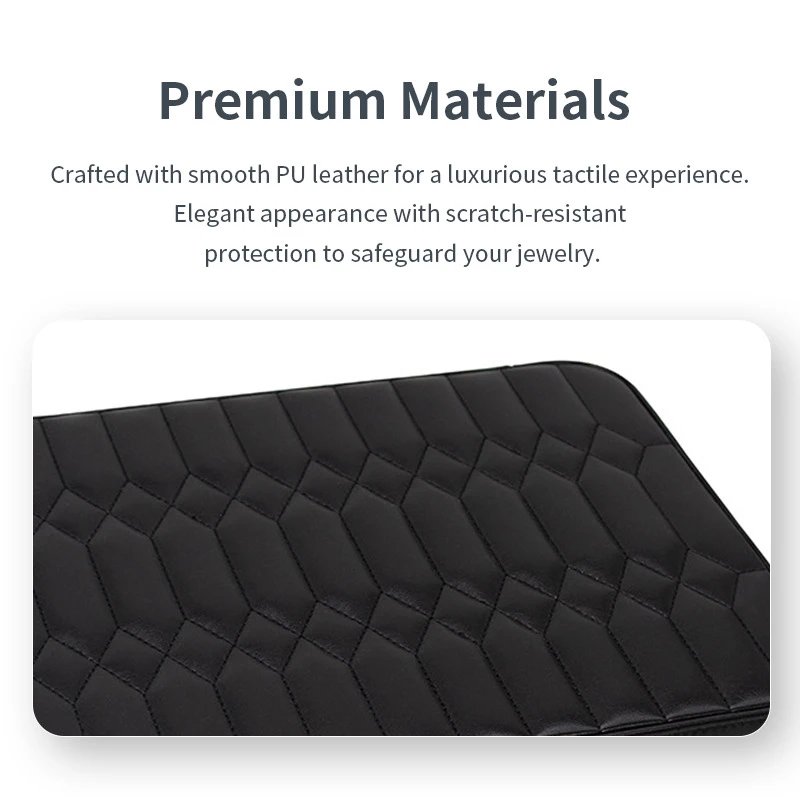 Unbranded Uncategorized Quilted PU Leather Zip Jewelry Storage Case with Handle image 2