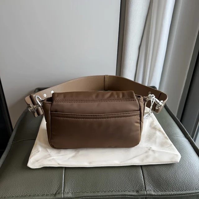 AMI Paris Crossbody Bags Nylon bag with heart patch and wide adjustable strap product detail image 3