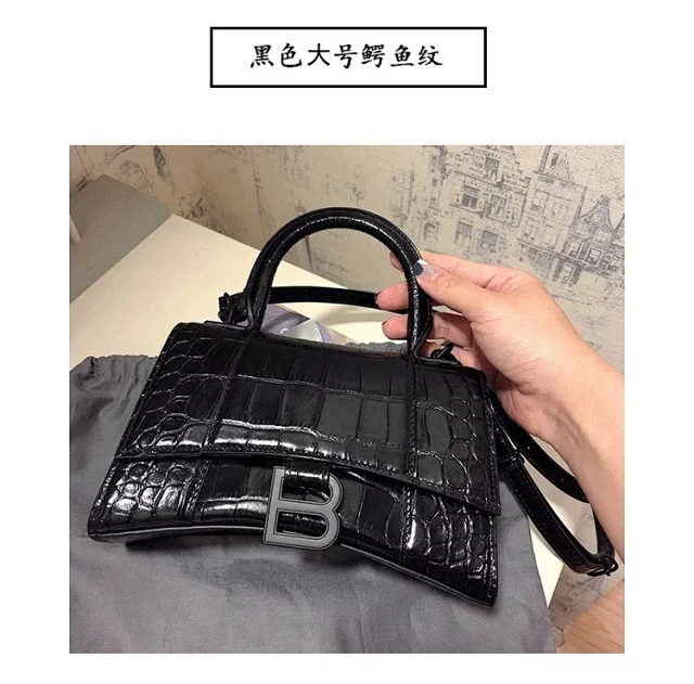 Unbranded Handbags Crocodile-Embossed Top-Handle Bag with B Clasp product detail image 10