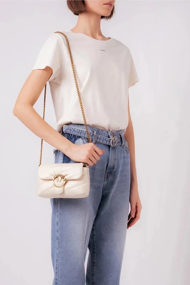 Pinko Crossbody Bags Padded quilted bag with double-bird clasp and chain strap product detail image 27
