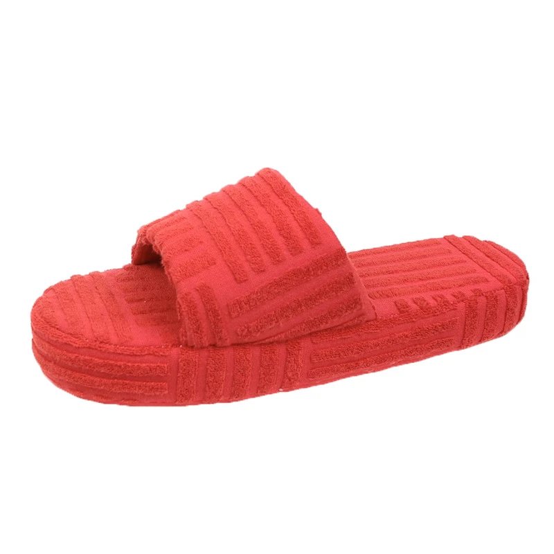 Unbranded Slippers Towel-textured thick-sole slide — Red