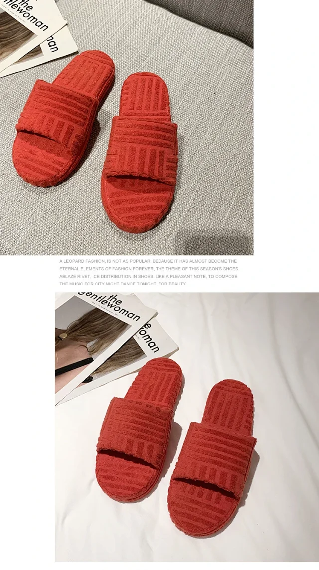 Unbranded Slippers Towel-textured thick-sole slide product detail image 13
