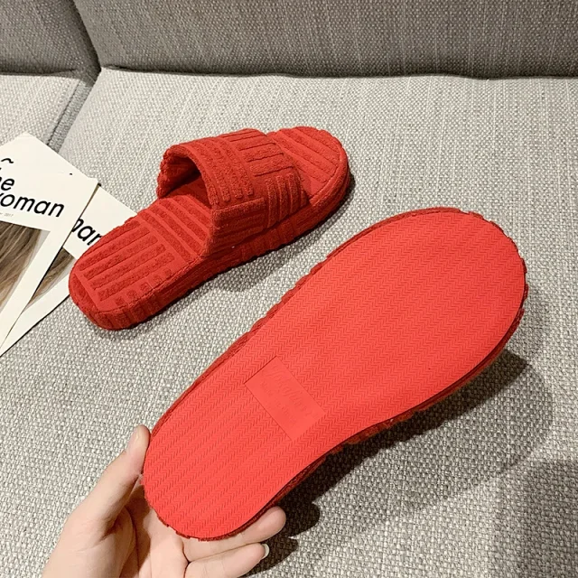 Unbranded Slippers Towel-textured thick-sole slide product detail image 21