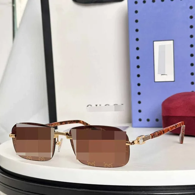 Unbranded Eyewear Rimless rectangular sunglasses with decorative metal temples product detail image 6