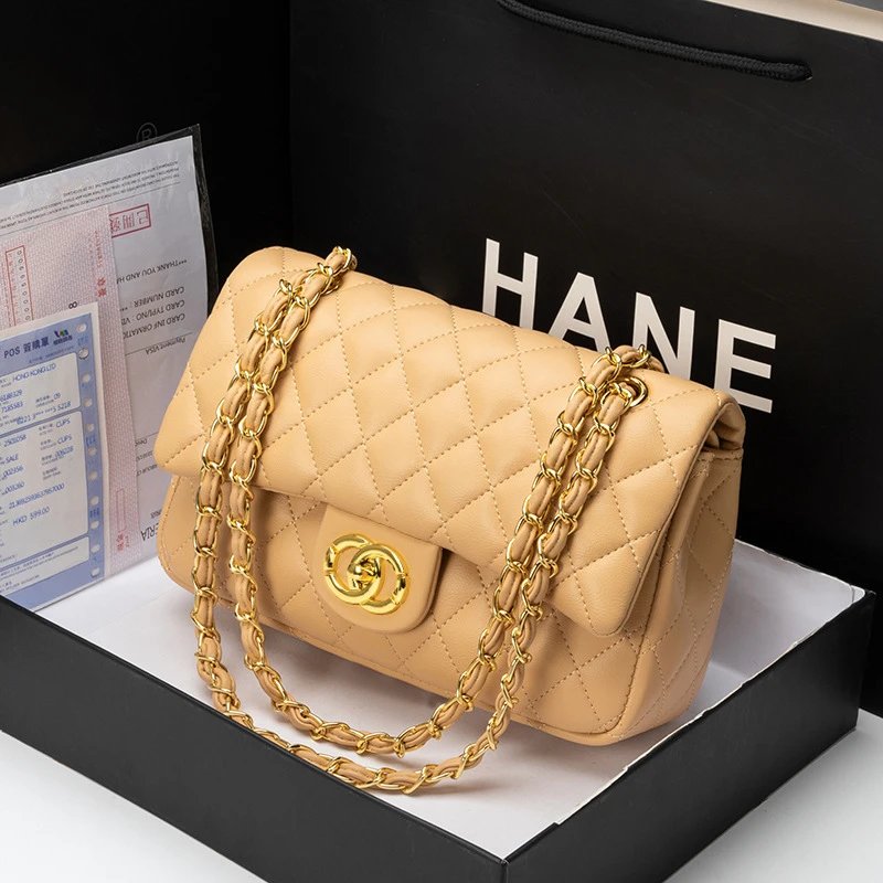 Chanel Crossbody Bags Quilted Flap Chain Strap — double ring yellow