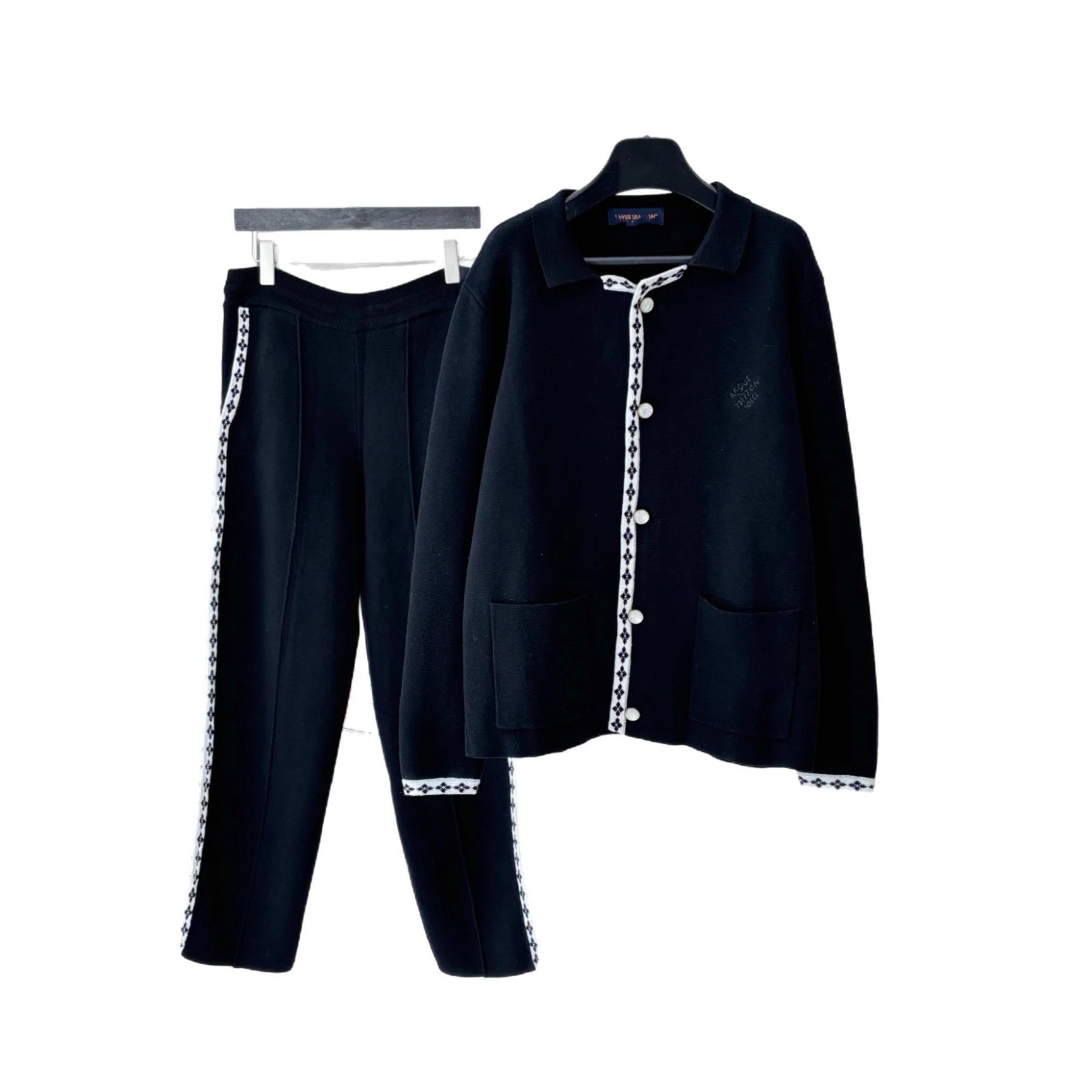 Unbranded Contrast-trim knit cardigan and trousers image 5