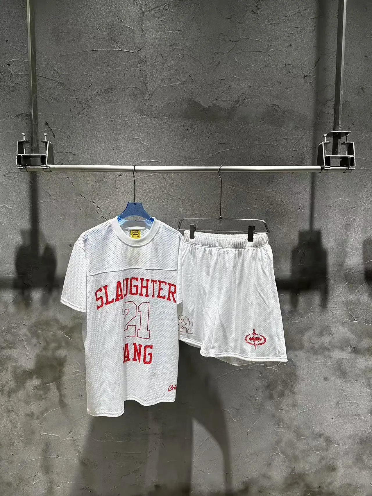 Corteiz Shorts Alcatraz logo print — 5115 White (a set)