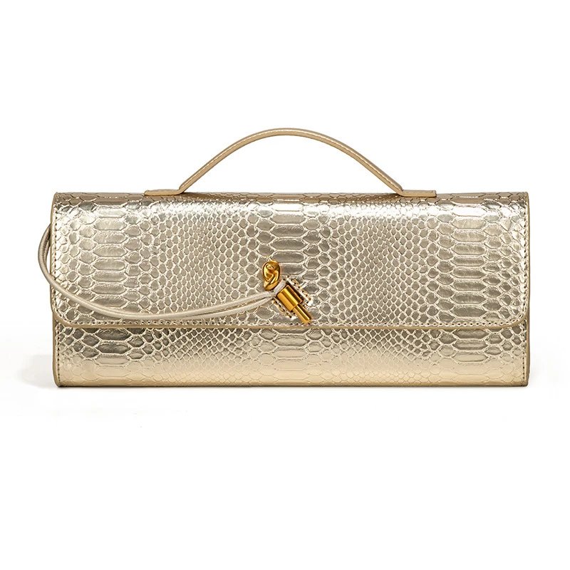 Unbranded Crossbody Bags Woven top-handle flap bag with gold-tone turn-lock — Serpentine gold