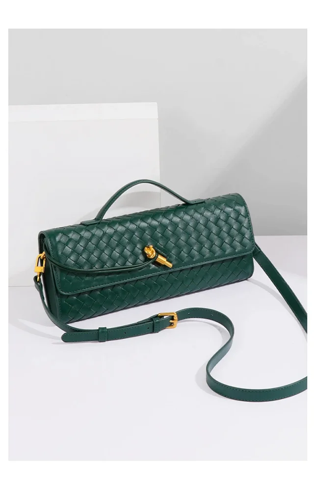 Unbranded Crossbody Bags Woven top-handle flap bag with gold-tone turn-lock product detail image 2