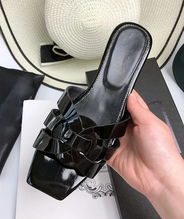 Unbranded Sandals Square-Toe Woven Strap Flat Slides product detail image 7