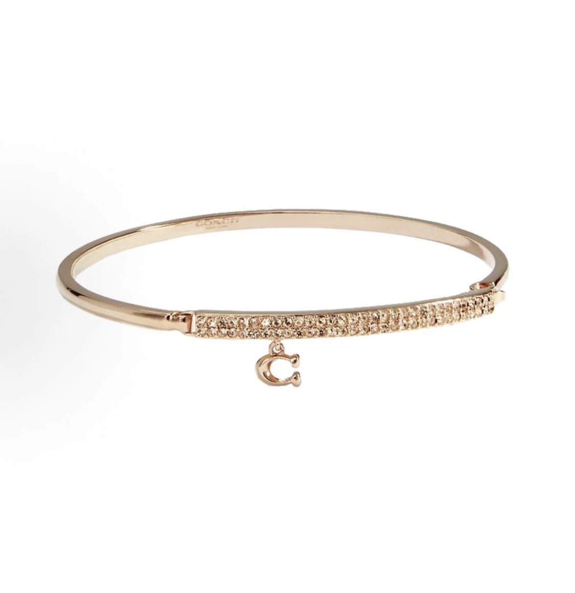Coach Jewelry Signature C Hinge Bangle Bracelet — Rose Gold Single Bracelet