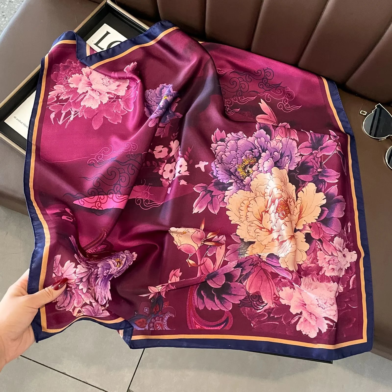 Unbranded Scarves Square Printed Satin Scarf — Style 14