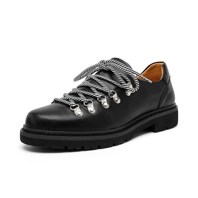 Unbranded Casual Shoes Textured Lace-Up Lug Sole — Black
