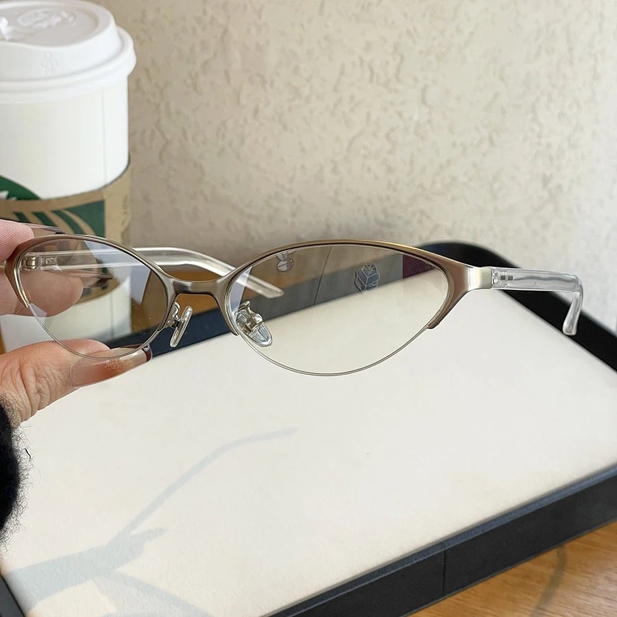 Unbranded Eyewear Narrow Cat-Eye Sunglasses — Silver frame mercury sheet
