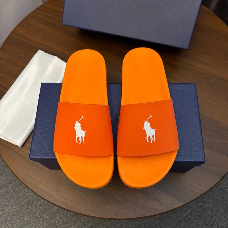 Polo Ralph Lauren Slippers Player Logo Slide — Orange-tangerine color