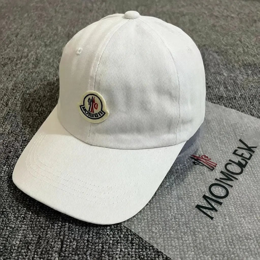 Moncler Hats Logo Patch Baseball Cap — white