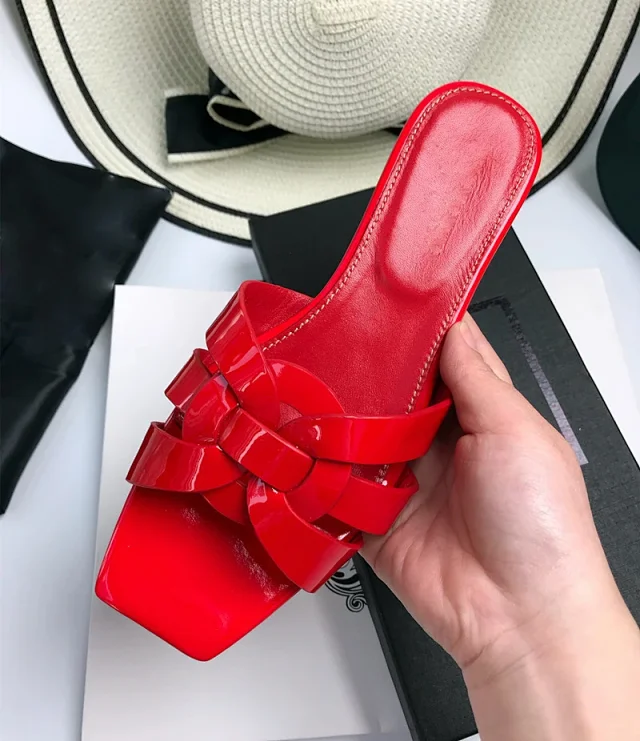 Unbranded Sandals Square-Toe Woven Strap Flat Slides product detail image 8