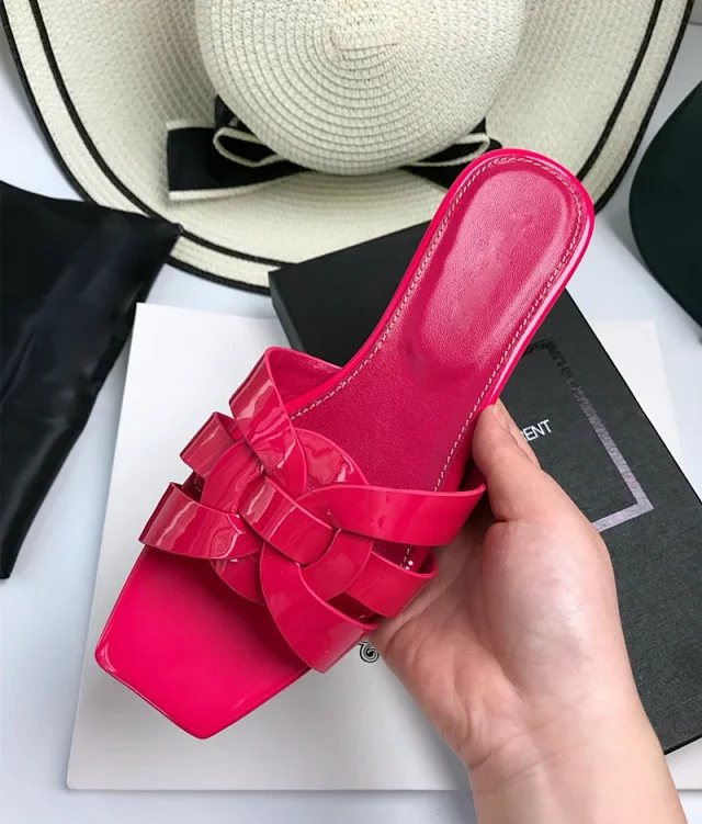 Unbranded Sandals Square-Toe Woven Strap Flat Slides product detail image 10