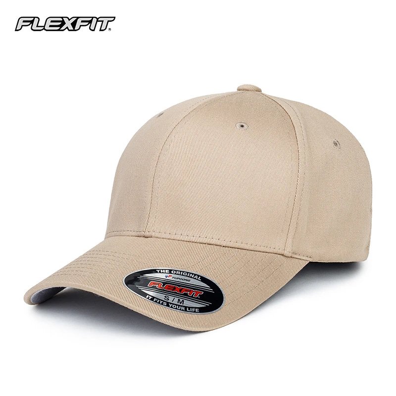 Flexfit Hats Fitted curved-brim baseball cap — Khaki