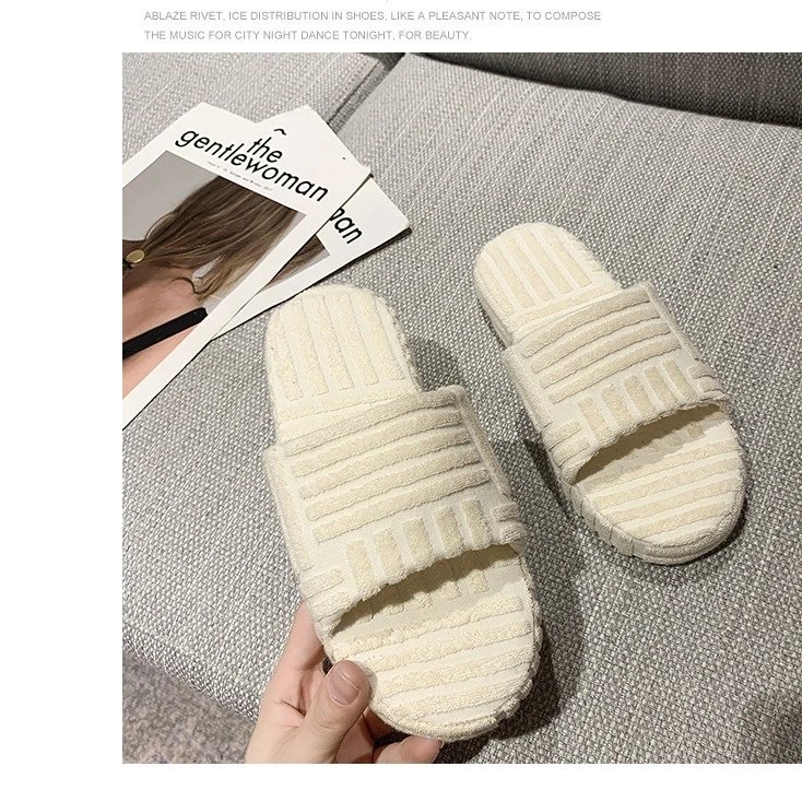 Unbranded Slippers Towel-textured thick-sole slide image 3