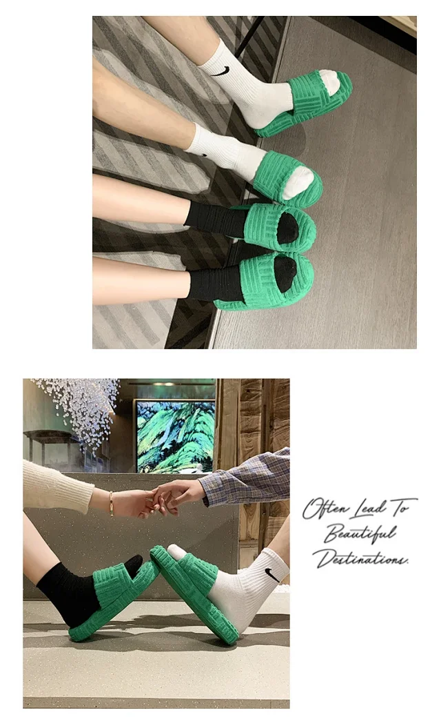 Unbranded Slippers Towel-textured thick-sole slide product detail image 10